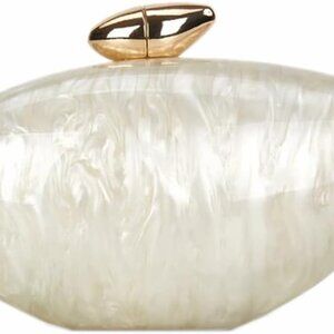 Shell Shape Acrylic Clutch Trendy Metallic Acrylic Evening Bag Shiny Egg Purses